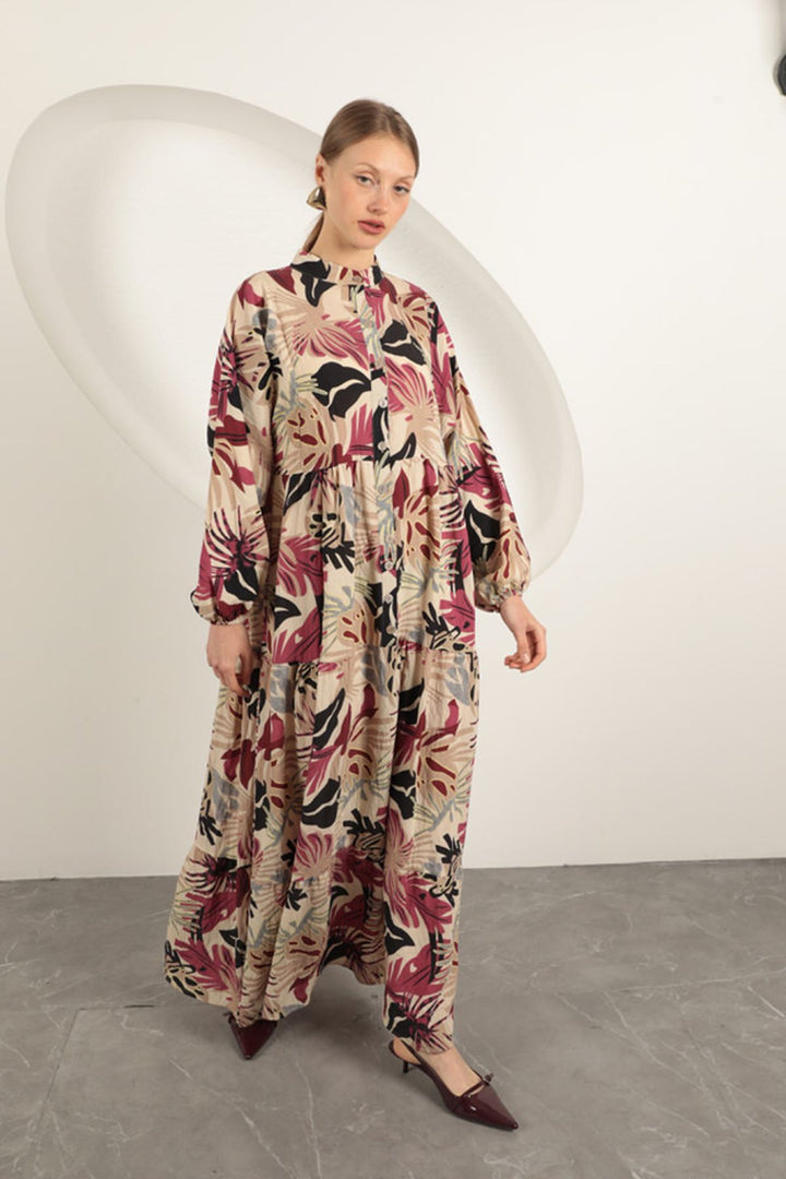 KKT Palm Design Dress-Fuşya - Wesseling