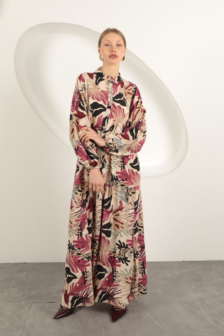 KKT Palm Design Dress-Fuşya - Wesseling