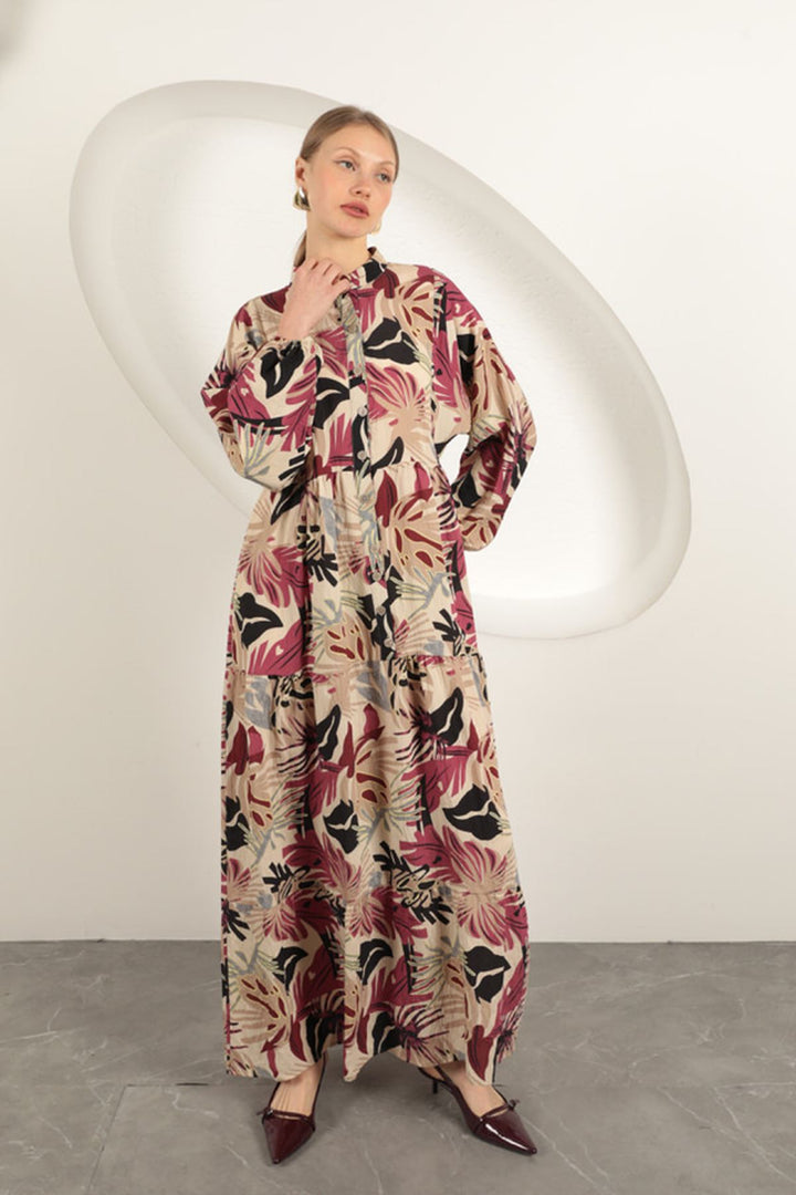 KKT Palm Design Dress-Fuşya - Wesseling