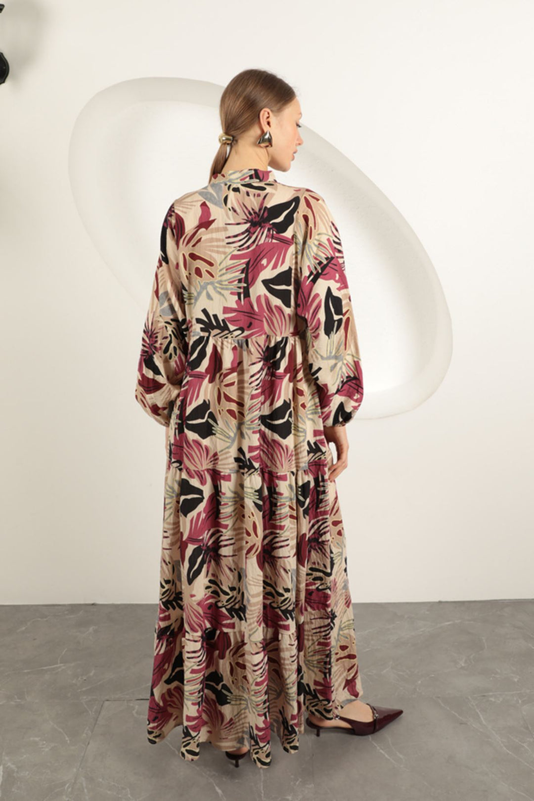 KKT Palm Design Dress-Fuşya - Wesseling