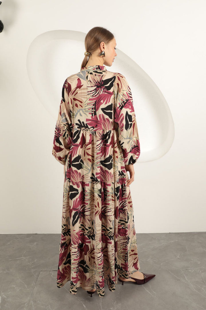 KKT Palm Design Dress-Fuşya - Wesseling