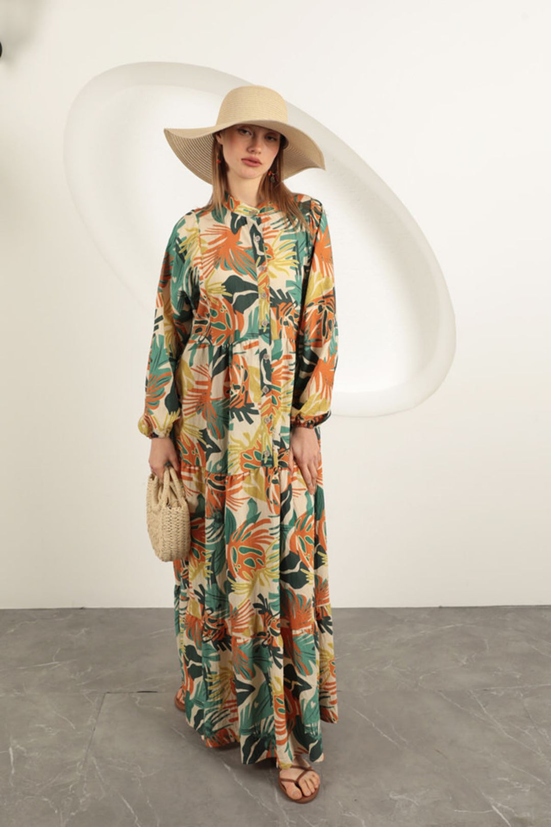 KKT Palm Tree Pattern Dress-Green - Meerbusch