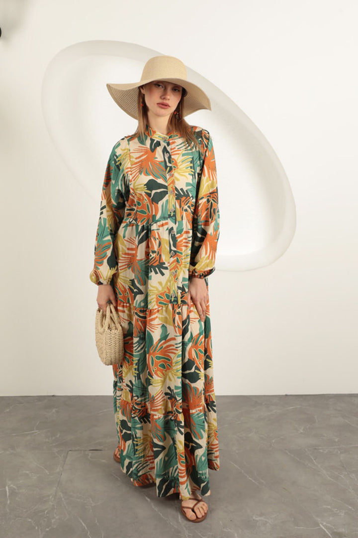 KKT Palm Tree Pattern Dress-Green - Meerbusch