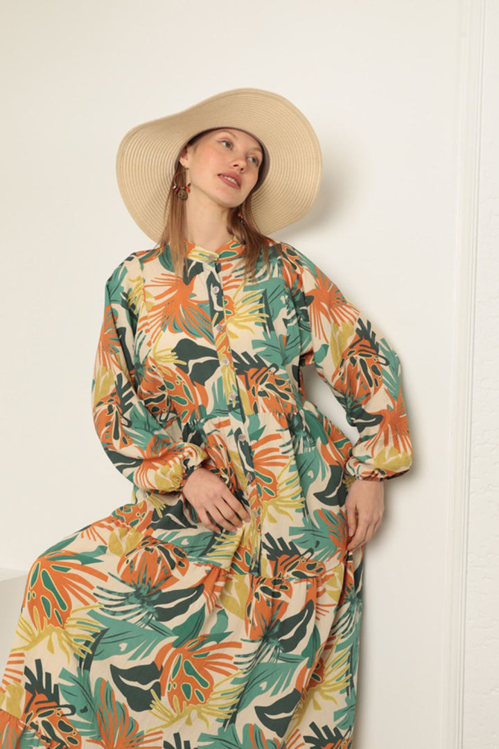KKT Palm Tree Pattern Dress-Green - Meerbusch