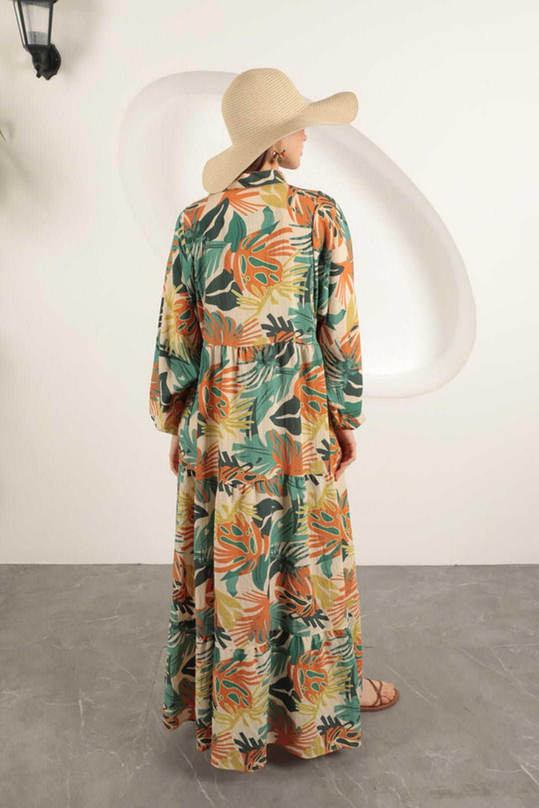 KKT Palm Tree Pattern Dress-Green - Meerbusch