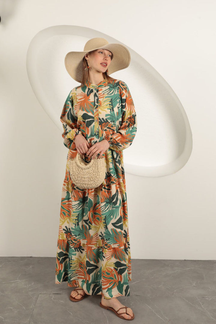 KKT Palm Tree Pattern Dress-Green - Meerbusch