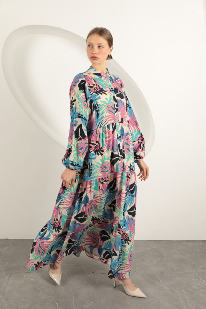 KKT Palm Tree Pattern Dress-Blue - Loughborough