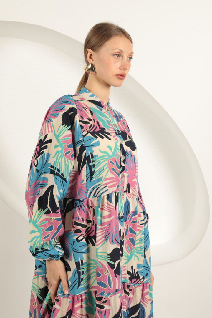 KKT Palm Tree Pattern Dress-Blue - Loughborough