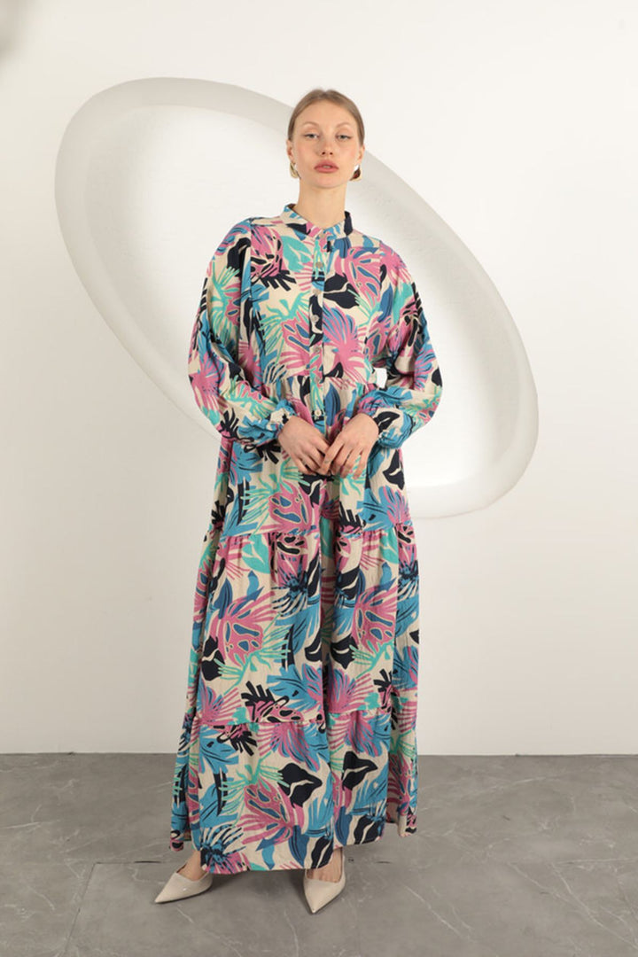 KKT Palm Tree Pattern Dress-Blue - Loughborough
