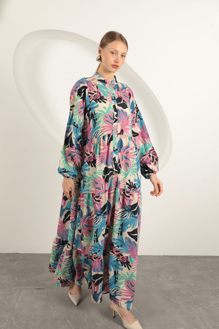 KKT Palm Tree Pattern Dress-Blue - Loughborough