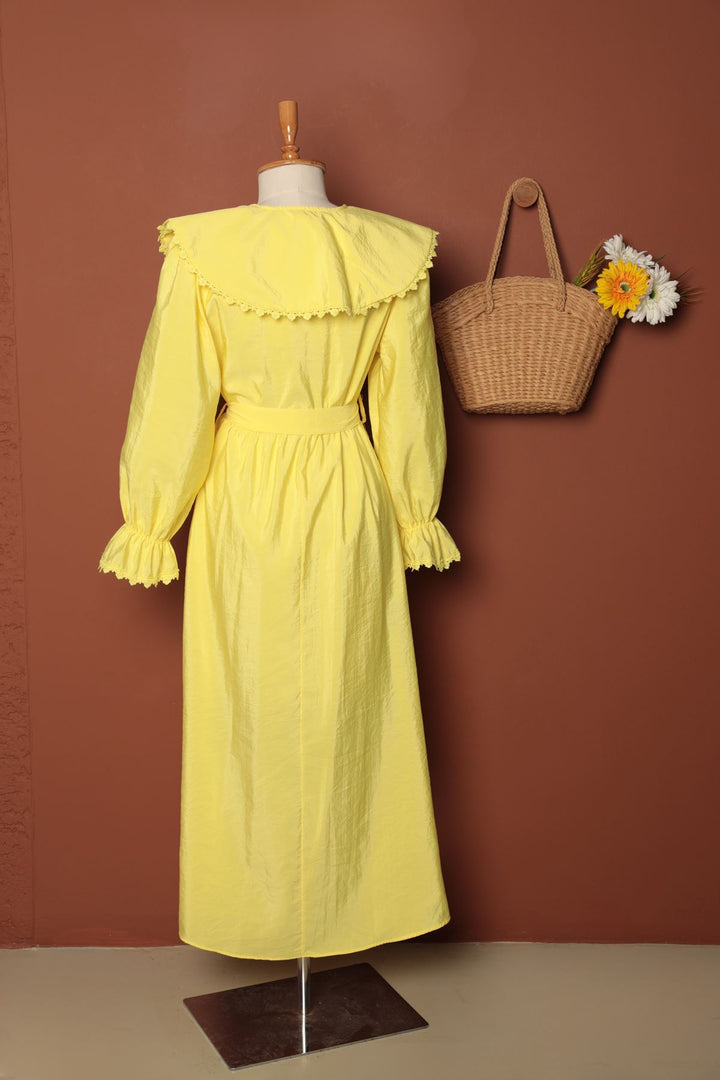 KKT Modal Fabric Lace Women's Dress-Yellow - Rovereto