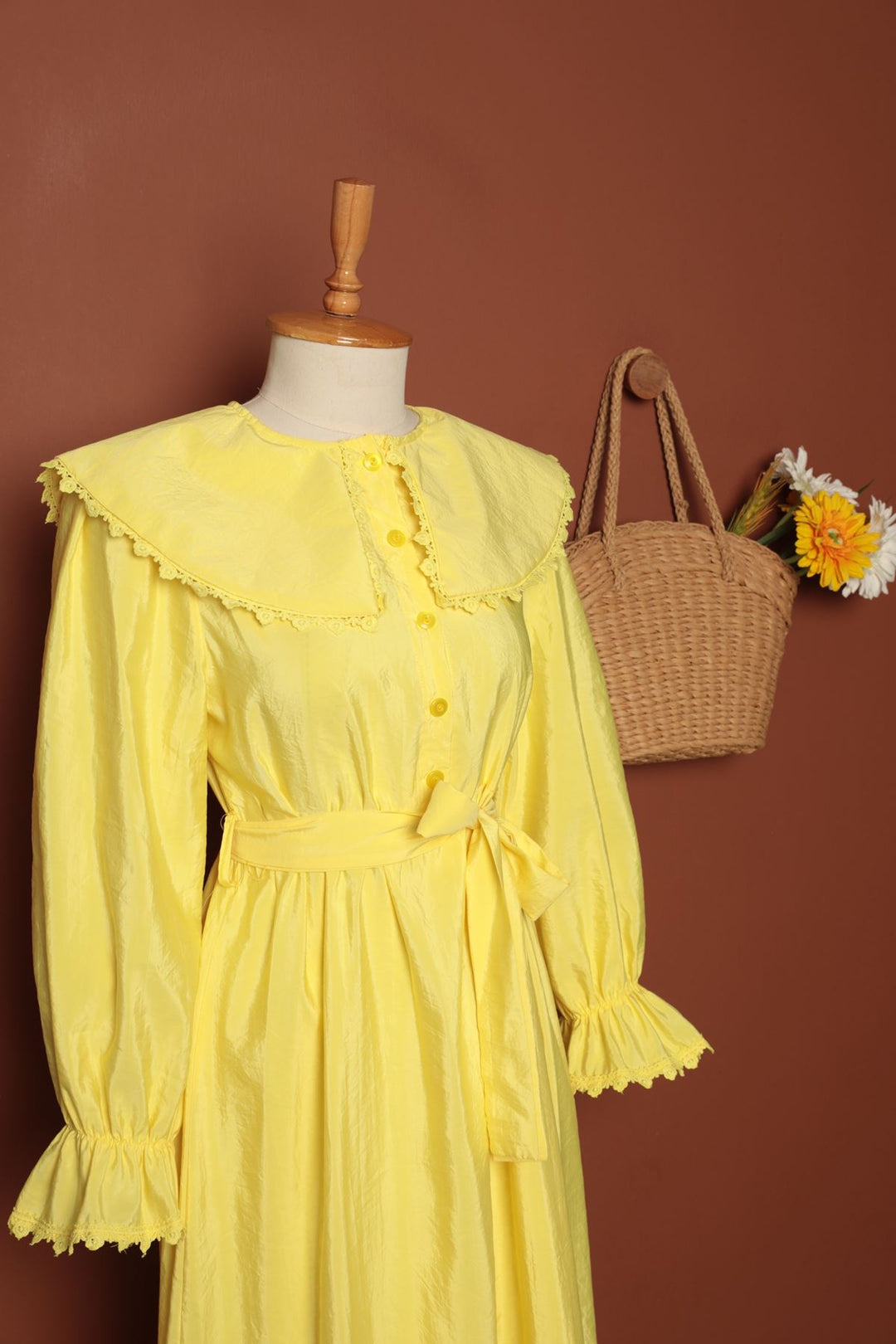 KKT Modal Fabric Lace Women's Dress-Yellow - Rovereto