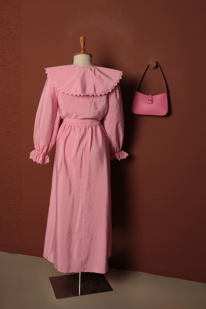 KKT Modal Fabric Lace Women's Dress-Pink - Waterloo