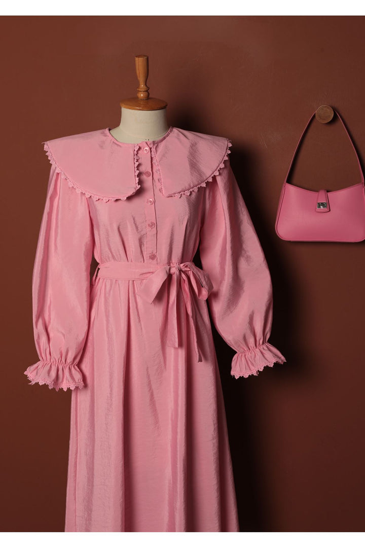 KKT Modal Fabric Lace Women's Dress-Pink - Waterloo