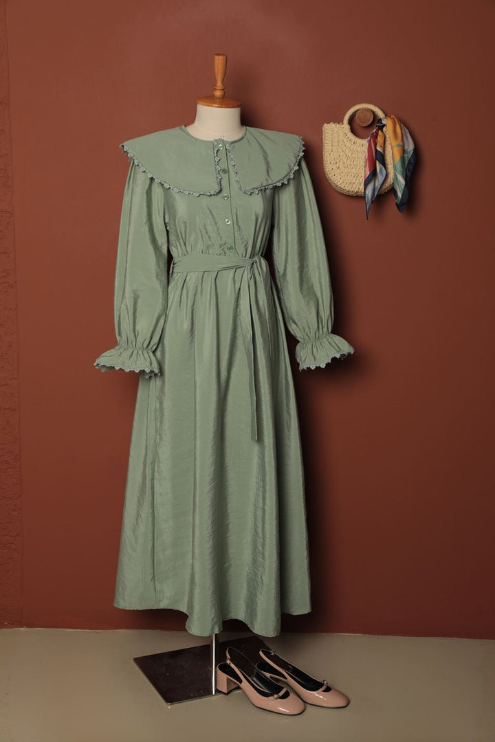 KKT Modal Fabric Lace Women's Dress-Khaki - El Ejido
