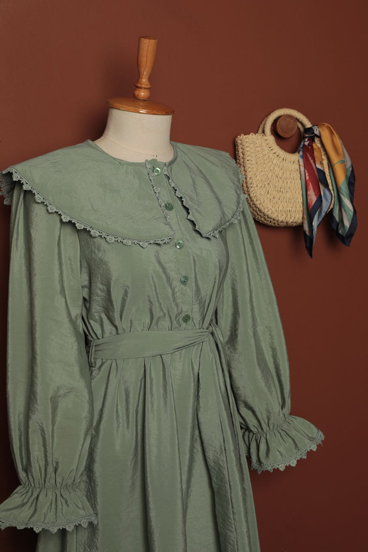 KKT Modal Fabric Lace Women's Dress-Khaki - El Ejido