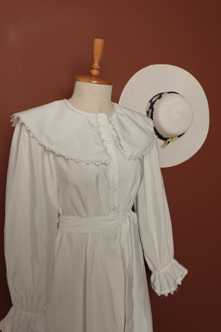 KKT Modal Fabric Lace Women's Dress-White - Fort Collins
