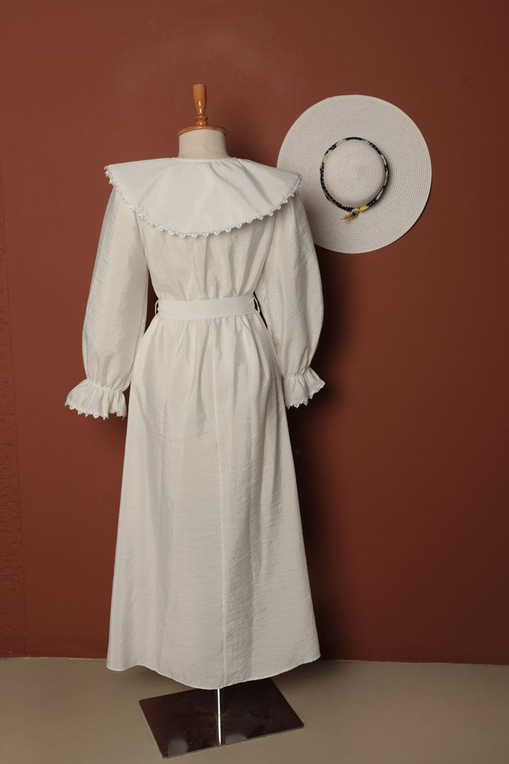 KKT Modal Fabric Lace Women's Dress-White - Fort Collins
