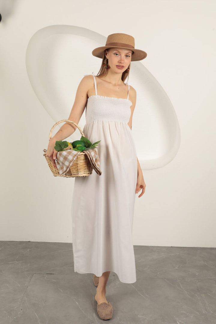 KKT Knitted Fabric Gipel Strap Dress-Ecru - Manhattan