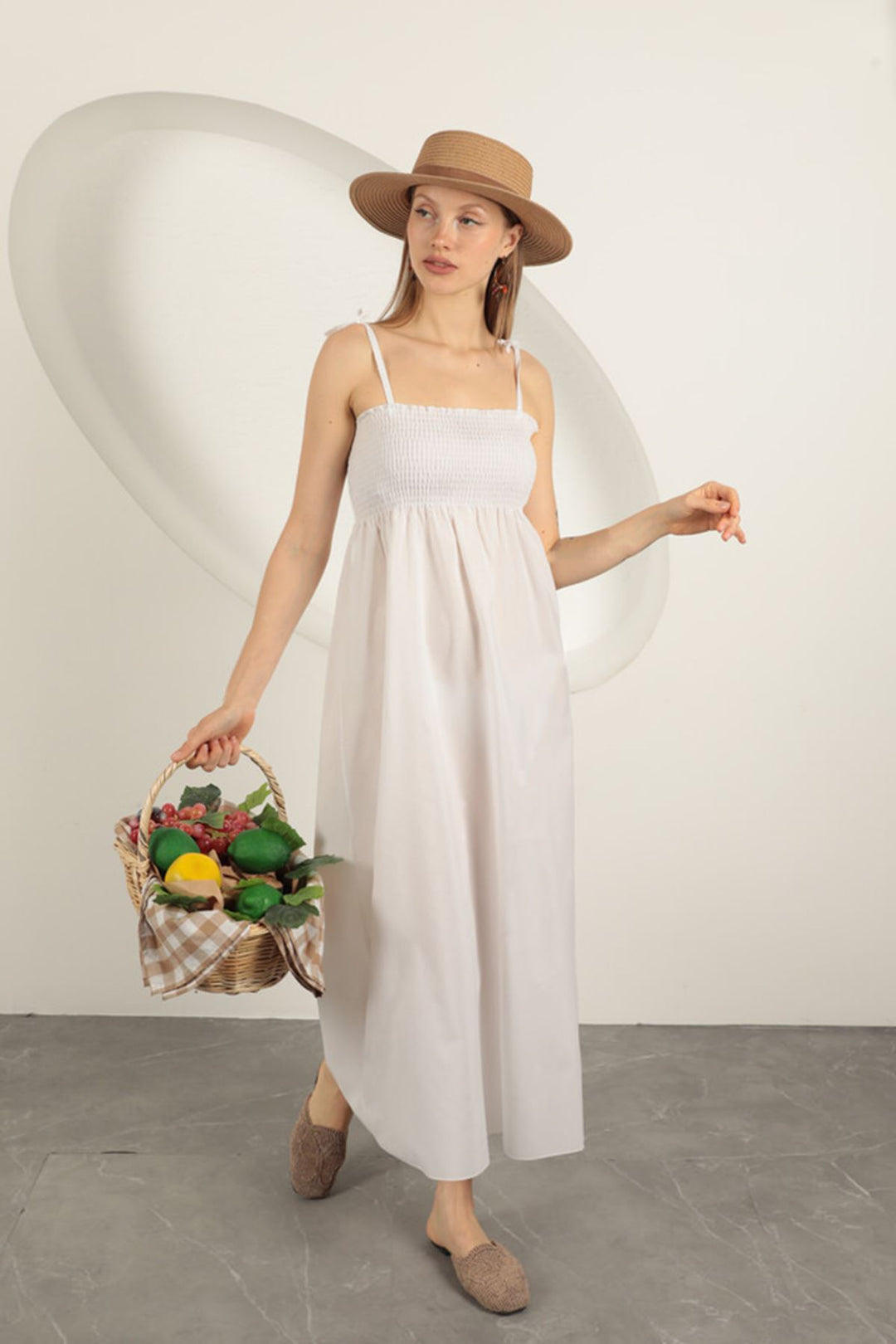 KKT Knitted Fabric Gipel Strap Dress-Ecru - Manhattan