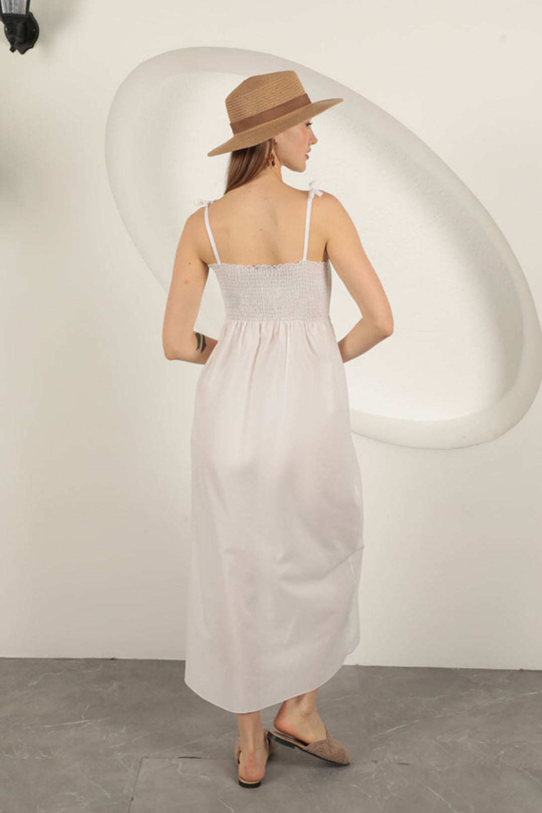 KKT Knitted Fabric Gipel Strap Dress-Ecru - Manhattan