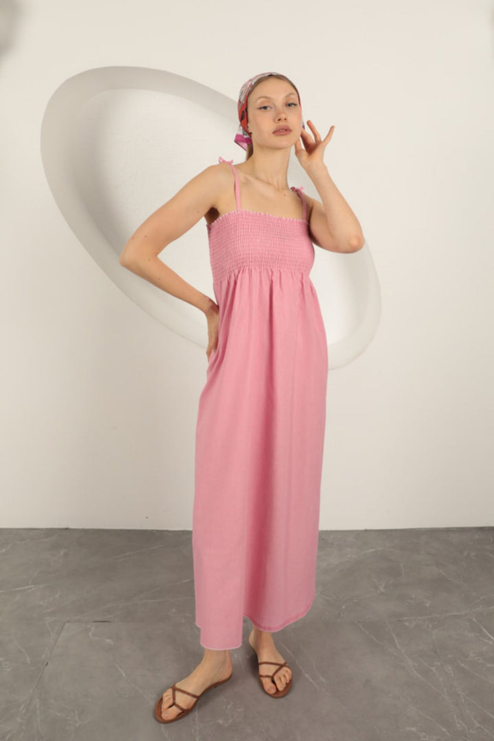 KKT Knitted Fabric Suspender Dress-Pink - Smila