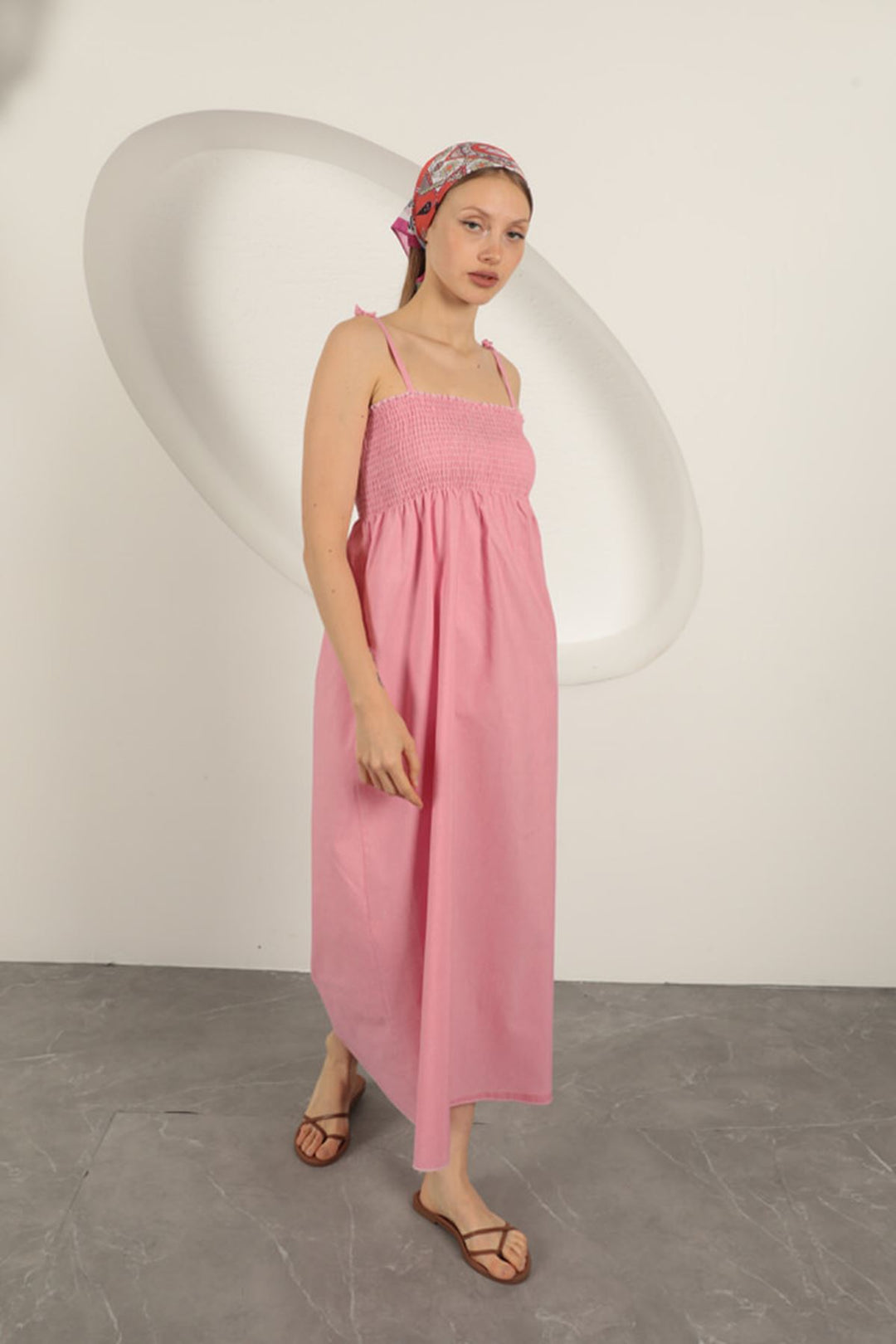 KKT Knitted Fabric Suspender Dress-Pink - Smila
