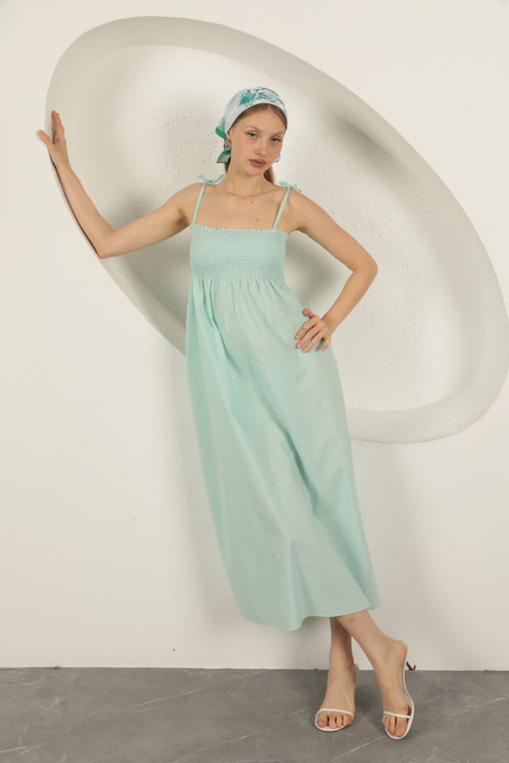 KKT Knitted Fabric Strap Dress-Aqua Green - Long Beach