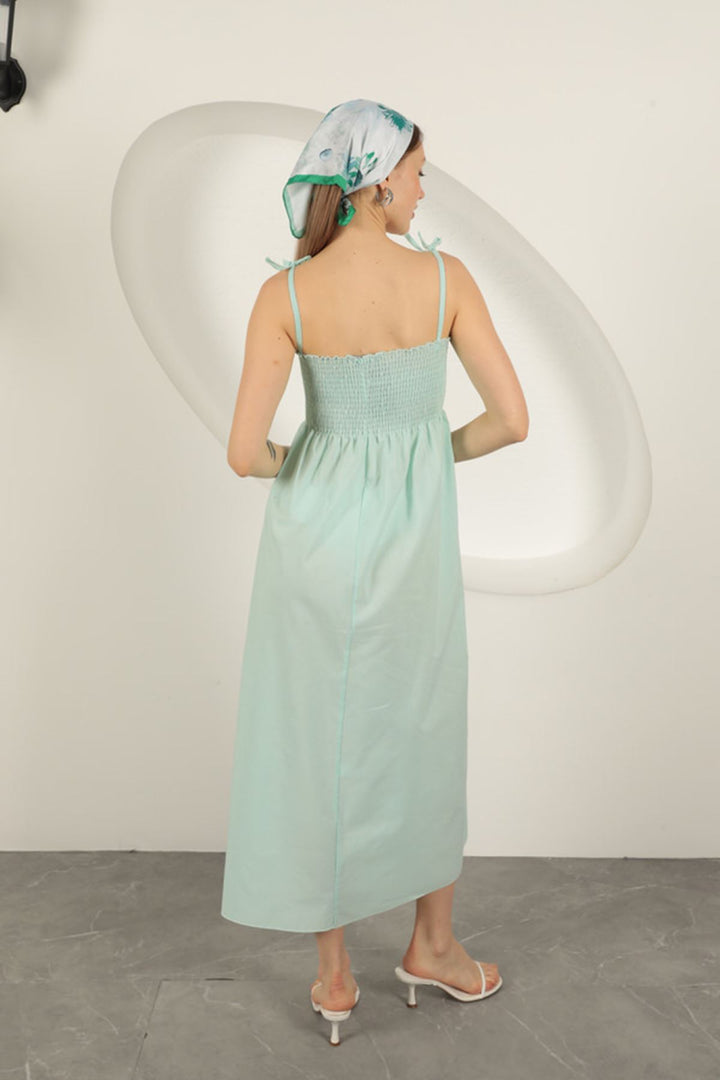KKT Knitted Fabric Strap Dress-Aqua Green - Long Beach