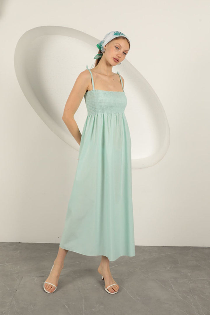 KKT Knitted Fabric Strap Dress-Aqua Green - Long Beach
