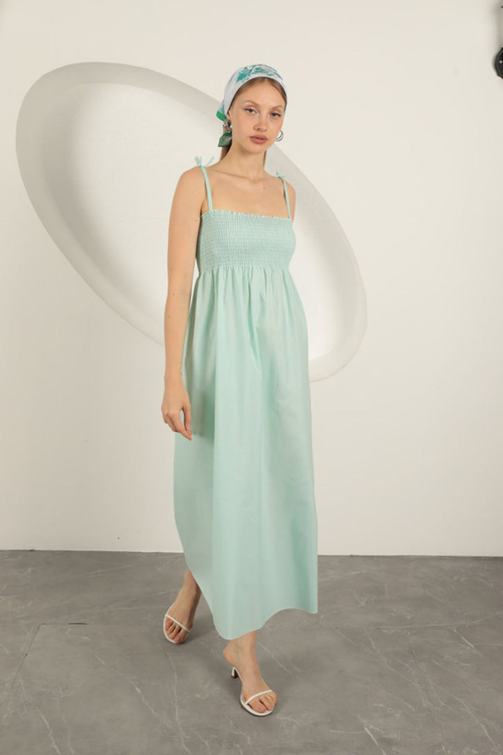 KKT Knitted Fabric Strap Dress-Aqua Green - Long Beach