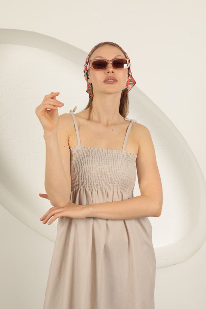 KKT Knitted Fabric Strap Dress-Stone - Brugherio