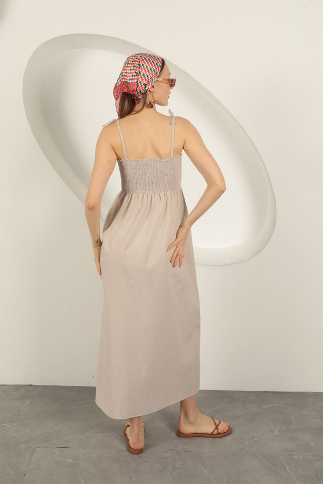 KKT Knitted Fabric Strap Dress-Stone - Brugherio
