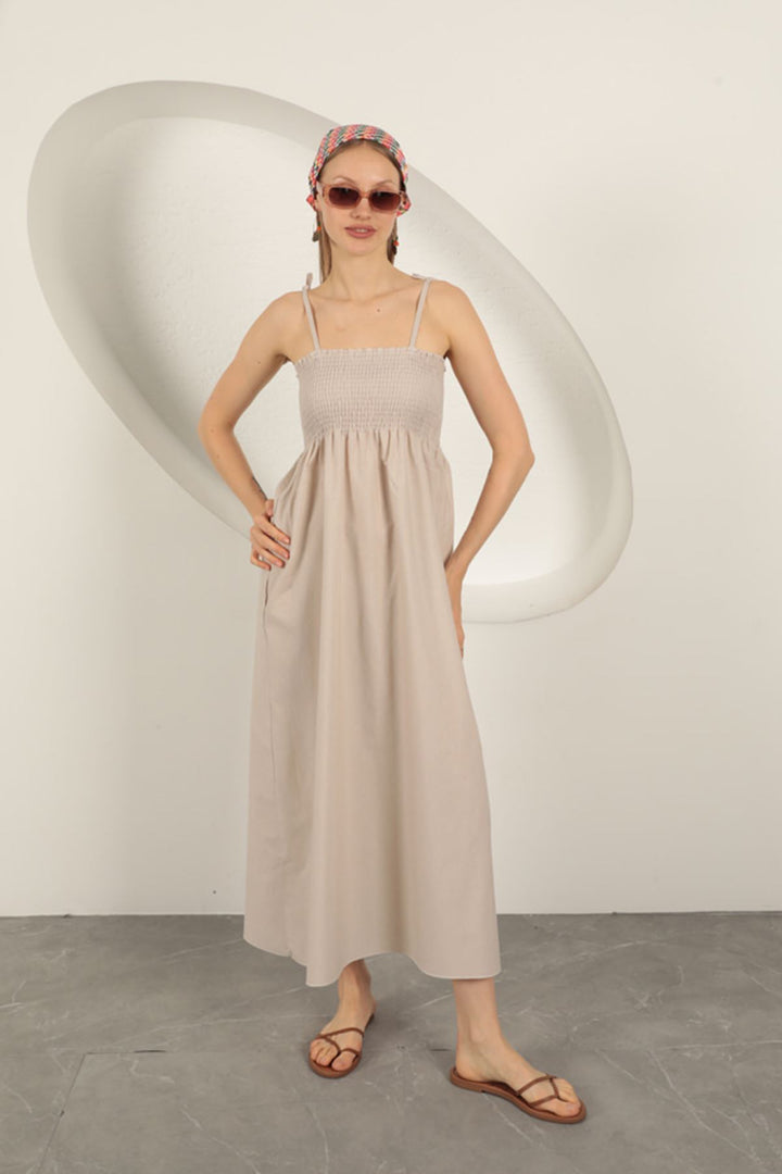 KKT Knitted Fabric Strap Dress-Stone - Brugherio