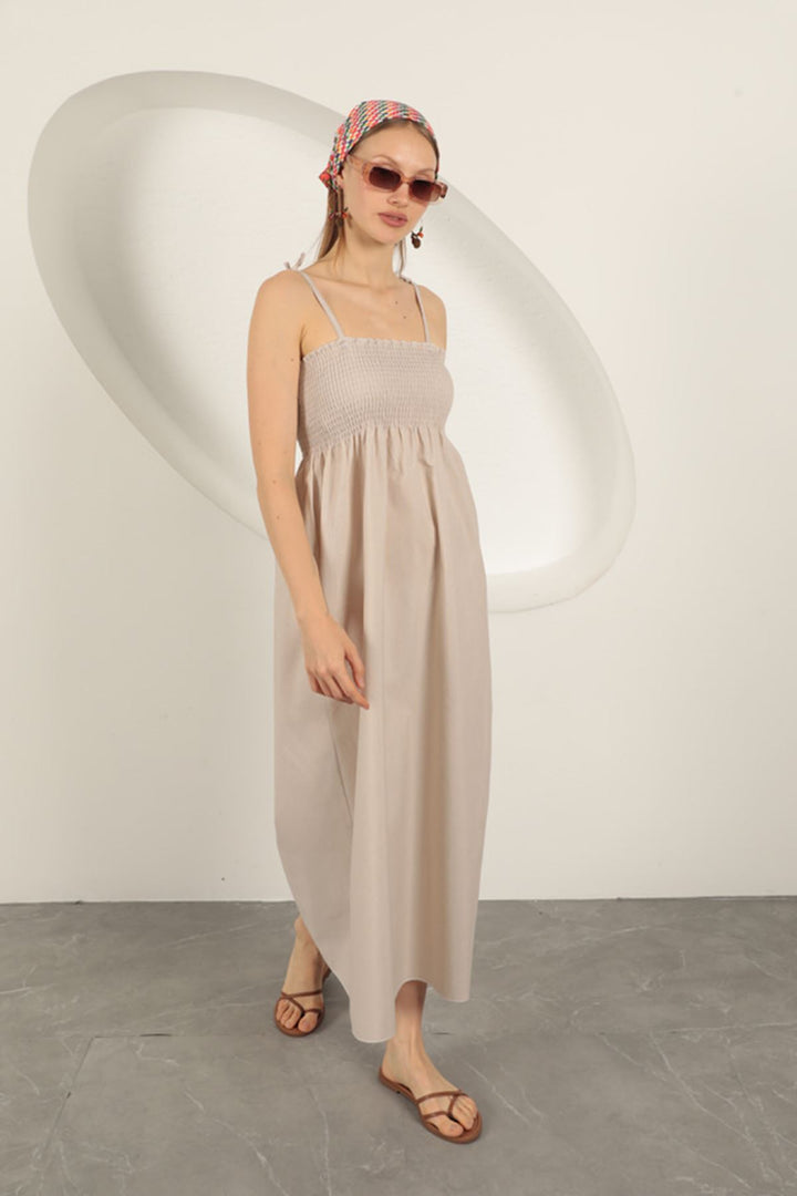 KKT Knitted Fabric Strap Dress-Stone - Brugherio