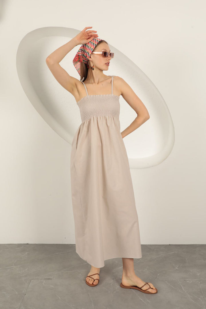 KKT Knitted Fabric Strap Dress-Stone - Brugherio