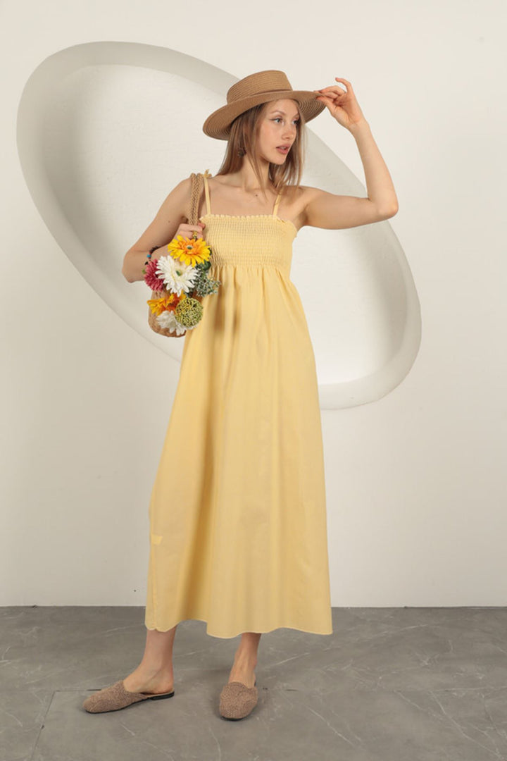 KKT Knitted Fabric Strap Dress-Yellow - Papenburg