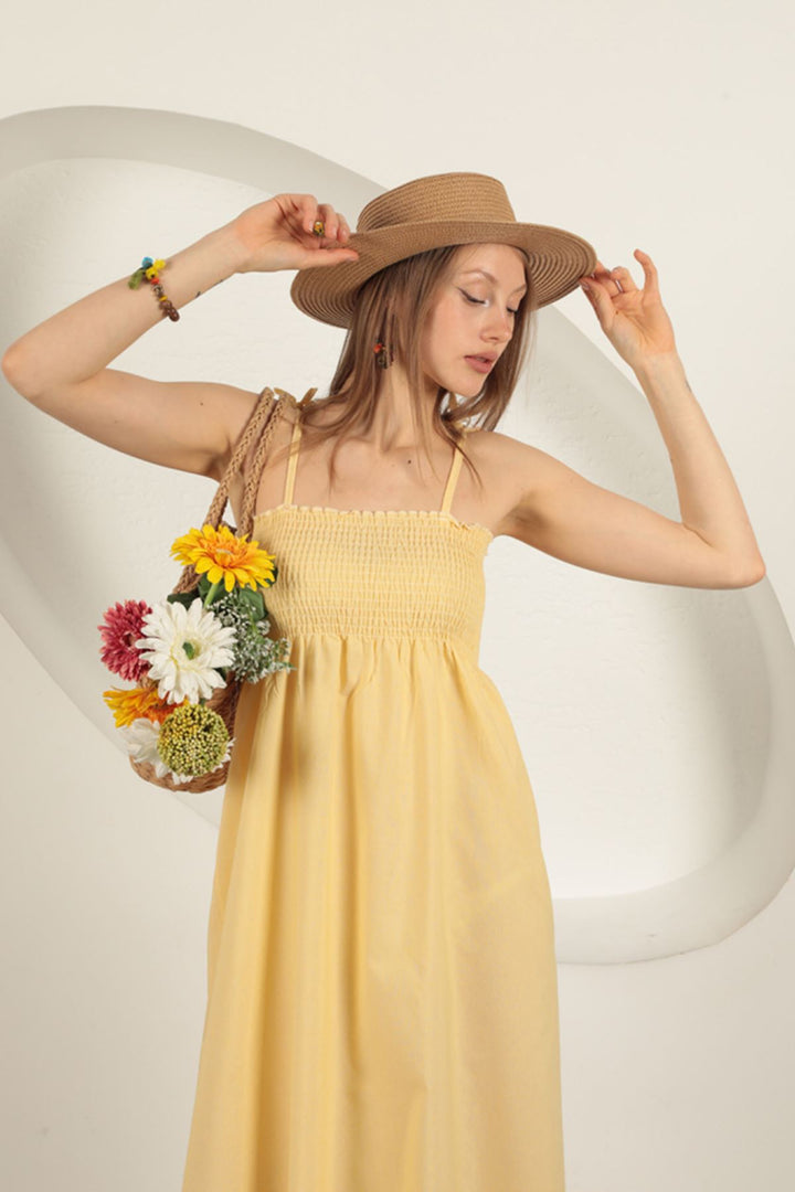 KKT Knitted Fabric Strap Dress-Yellow - Papenburg