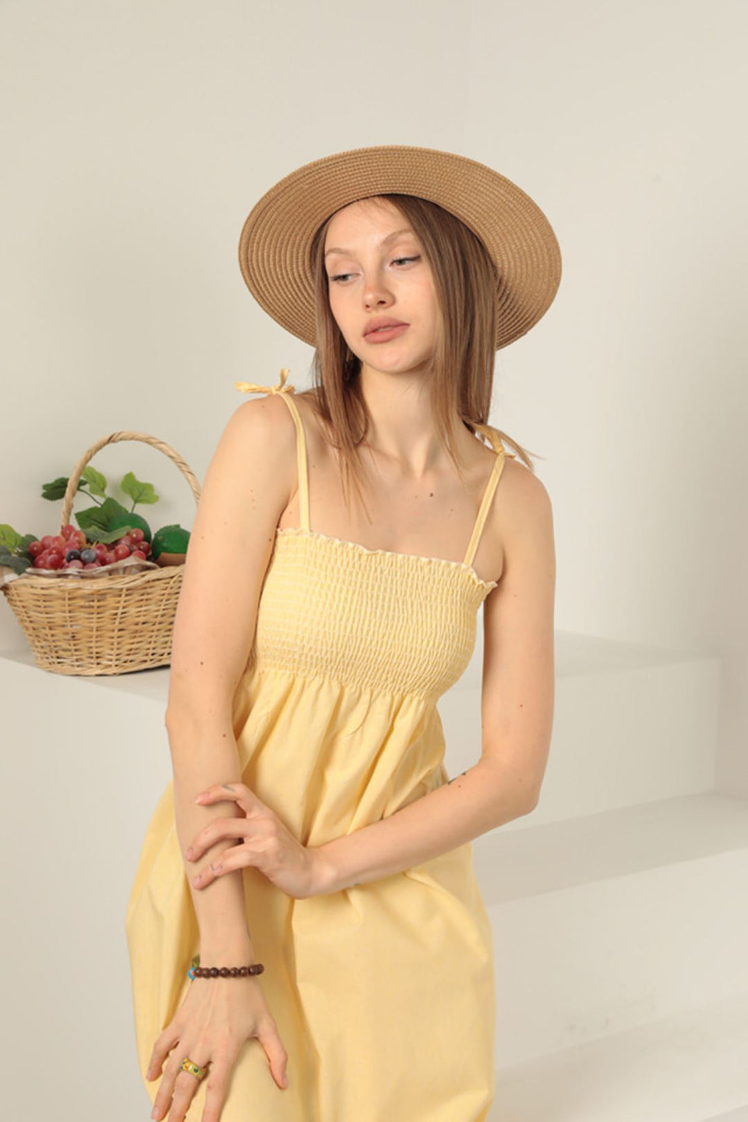 KKT Knitted Fabric Strap Dress-Yellow - Papenburg