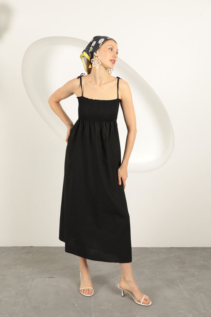 KKT Knitted Fabric Gipel Strap Dress-Black - Sankt Gallen