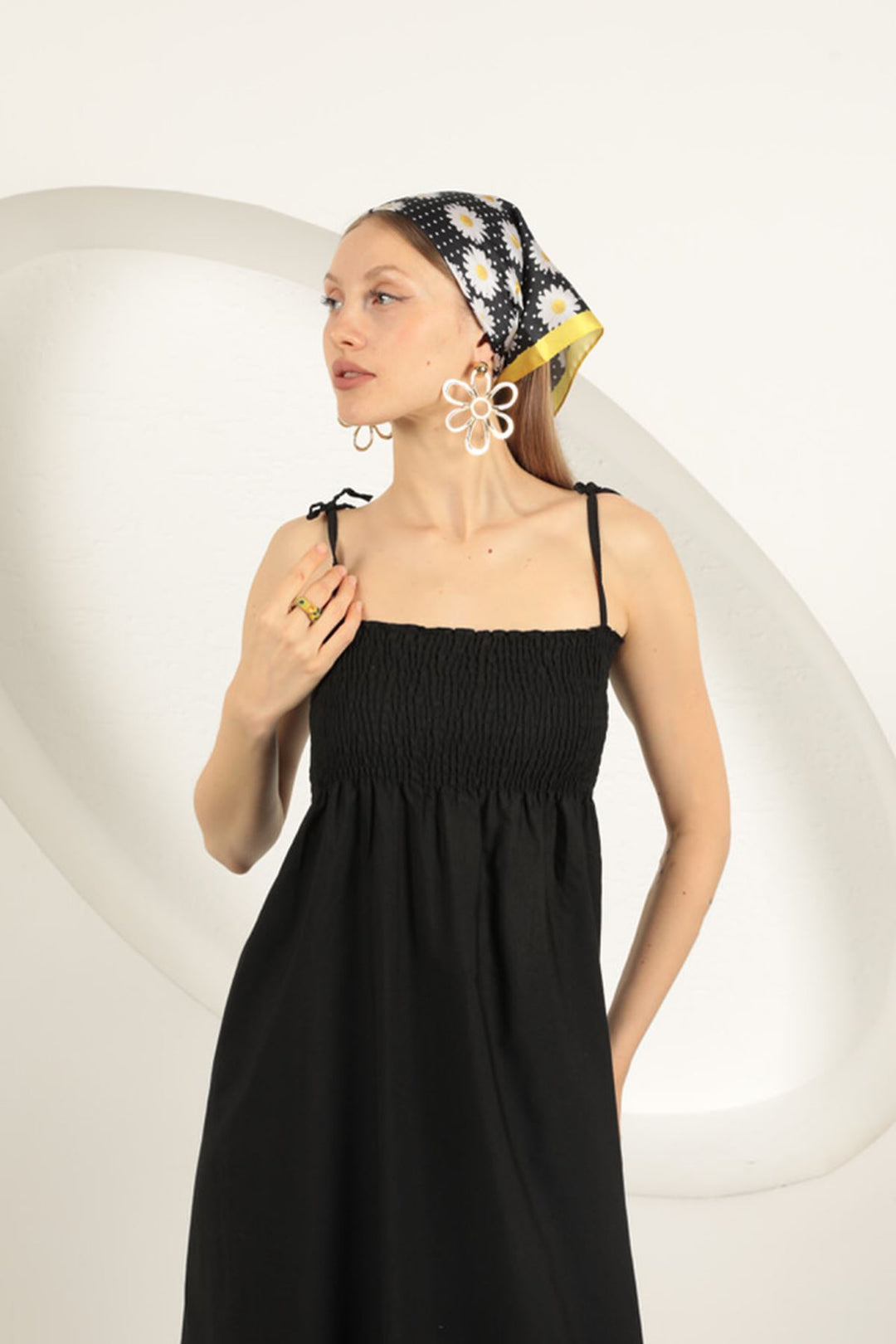 KKT Knitted Fabric Gipel Strap Dress-Black - Sankt Gallen