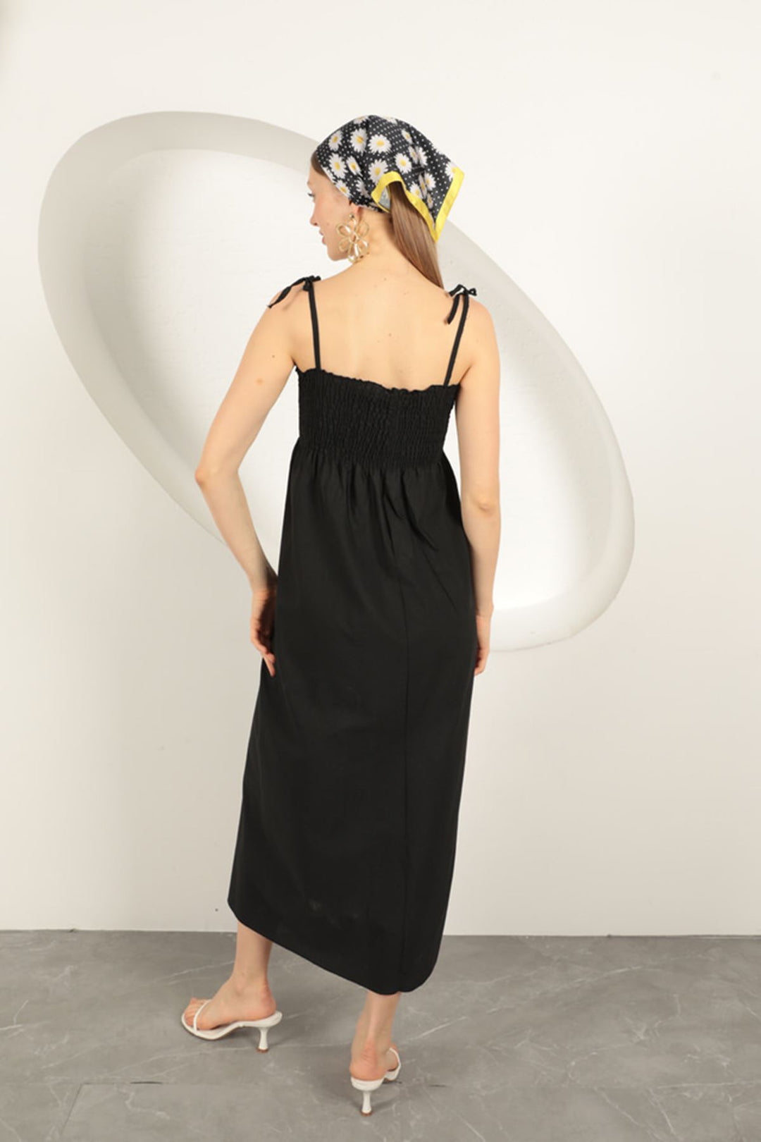 KKT Knitted Fabric Gipel Strap Dress-Black - Sankt Gallen