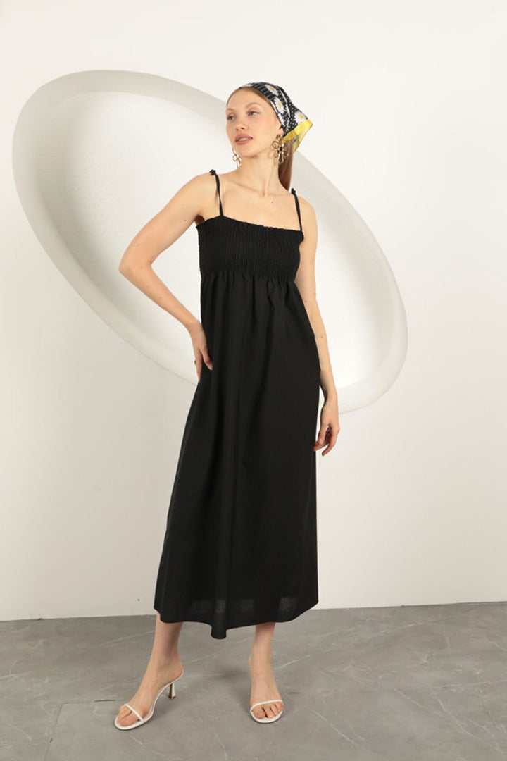 KKT Knitted Fabric Gipel Strap Dress-Black - Sankt Gallen