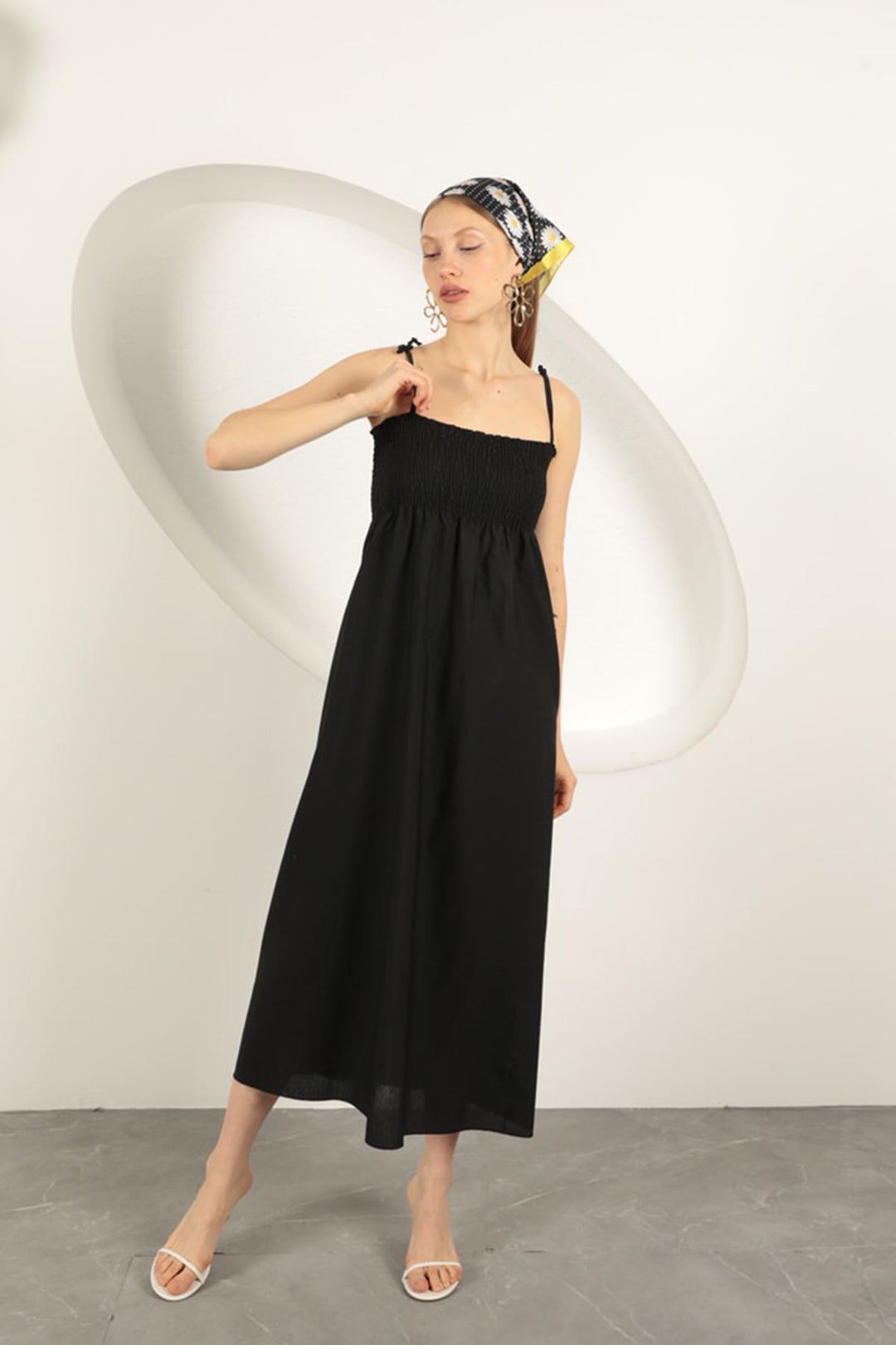 KKT Knitted Fabric Gipel Strap Dress-Black - Sankt Gallen