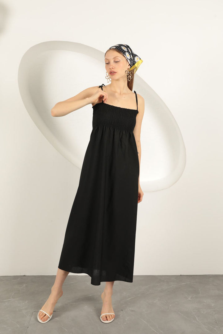 KKT Knitted Fabric Gipel Strap Dress-Black - Sankt Gallen