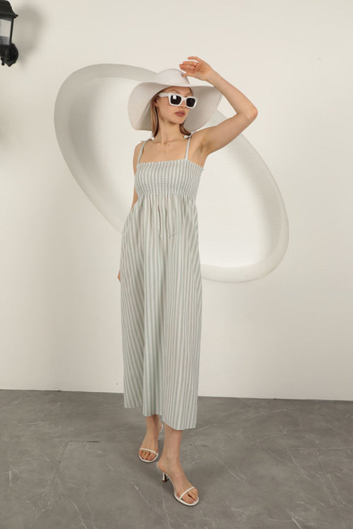 KKT Knitted Fabric Striped Dress-Mint - Champigny-sur-Marne