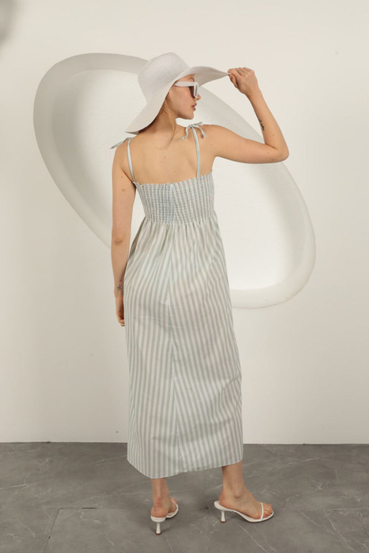 KKT Knitted Fabric Striped Dress-Mint - Champigny-sur-Marne