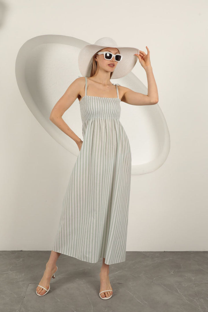 KKT Knitted Fabric Striped Dress-Mint - Champigny-sur-Marne