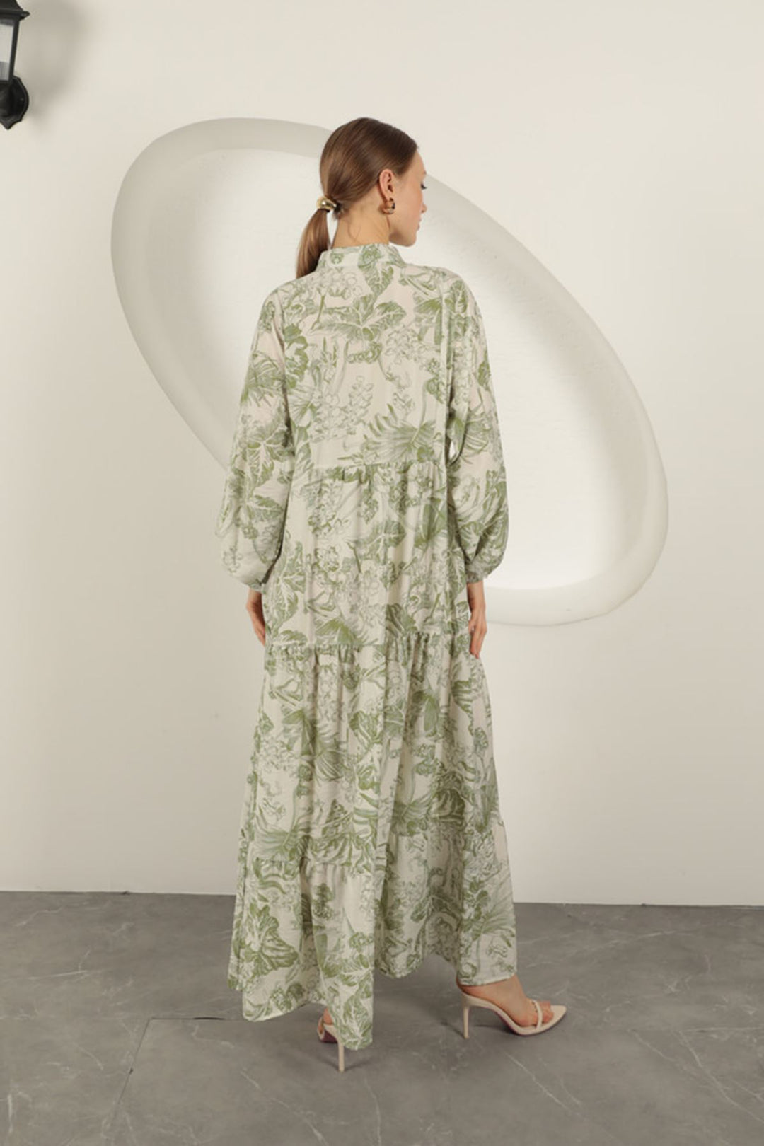 KKT Viscose Fabric Floral Patterned Dress-Khaki - Quincy
