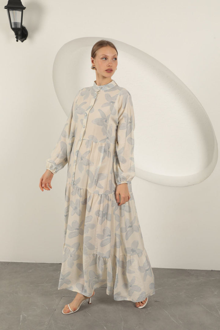 KKT Viscose Fabric Floral Patterned Dress-Blue - Wolfenbüttel